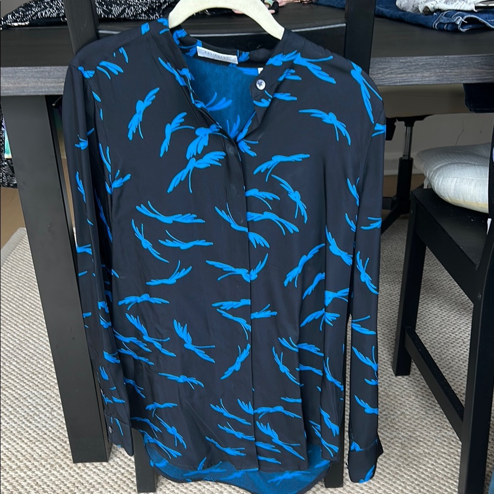 Black and Blue Patterned Blouse